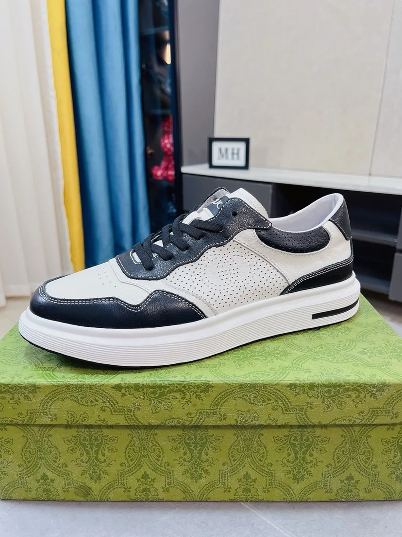 Men's shoes 💰458🌹🌹GUCCI [Gucci] New high-end men's shoes brand, the latest fashionable casual men's shoes, trendy and versatile style, relaxed and sporty style, uppers imported from Italy, first-layer cowhide embossed, genuine leather lining and ultra-fine workmanship. Original personalized fashionable rubber wear-resistant outsole, light and comfortable on the foot, size 38-44